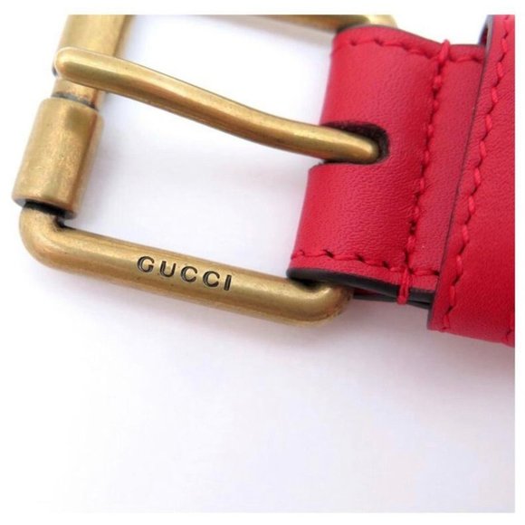 GUCCI BIT BELT 488939 RED & GOLD LEATHER NEW RED LEATHER BELT 110/44 main image 4